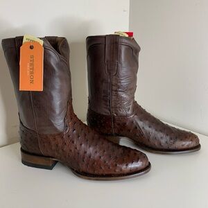 STETSON Austin Exotic Leather 10” Shaft Wide R No Zipper Ostrich Boots 11D